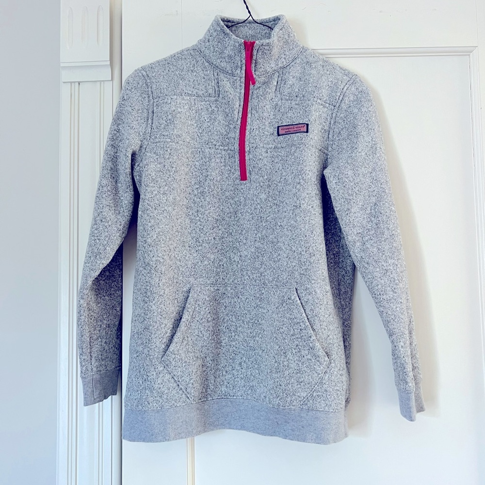 Vineyard vines grey and bright pink shep shirt